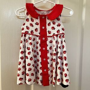 Sweet Bamboo Ladybug Collared Summer Swing Dress Girls Size 6-12 Months NWT